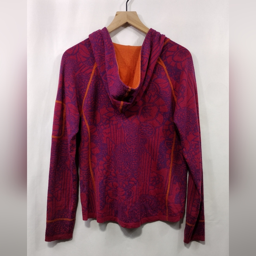 Title Nine Wool Blend Floral Zip Front Hoodie Womens L Purple Outdoor Sporty - Picture 6 of 9